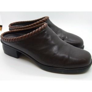 Cole Haan Chocolate Brown Rope Trim Clogs Size 8M